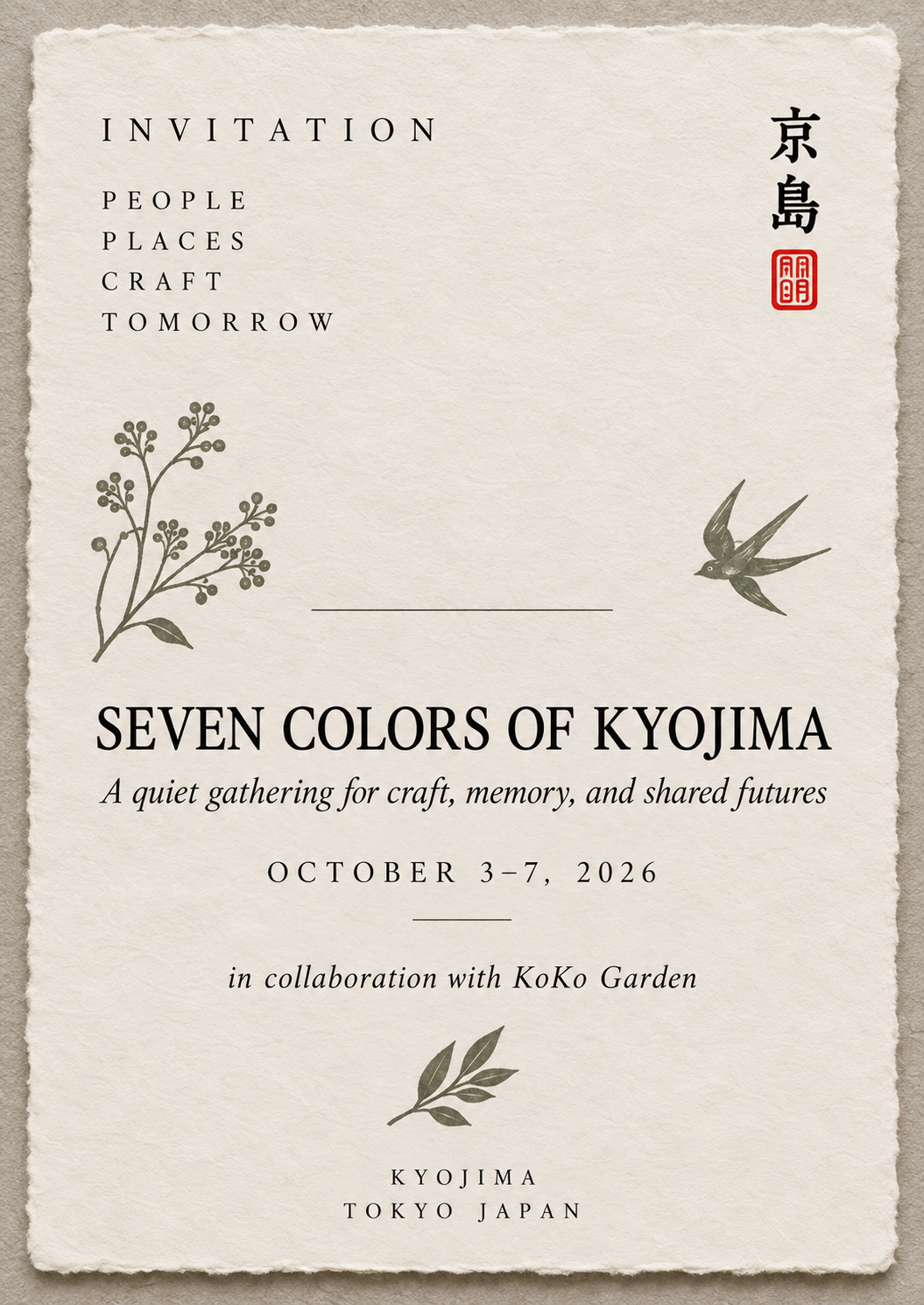 Seven Colors of Kyojima Invitation